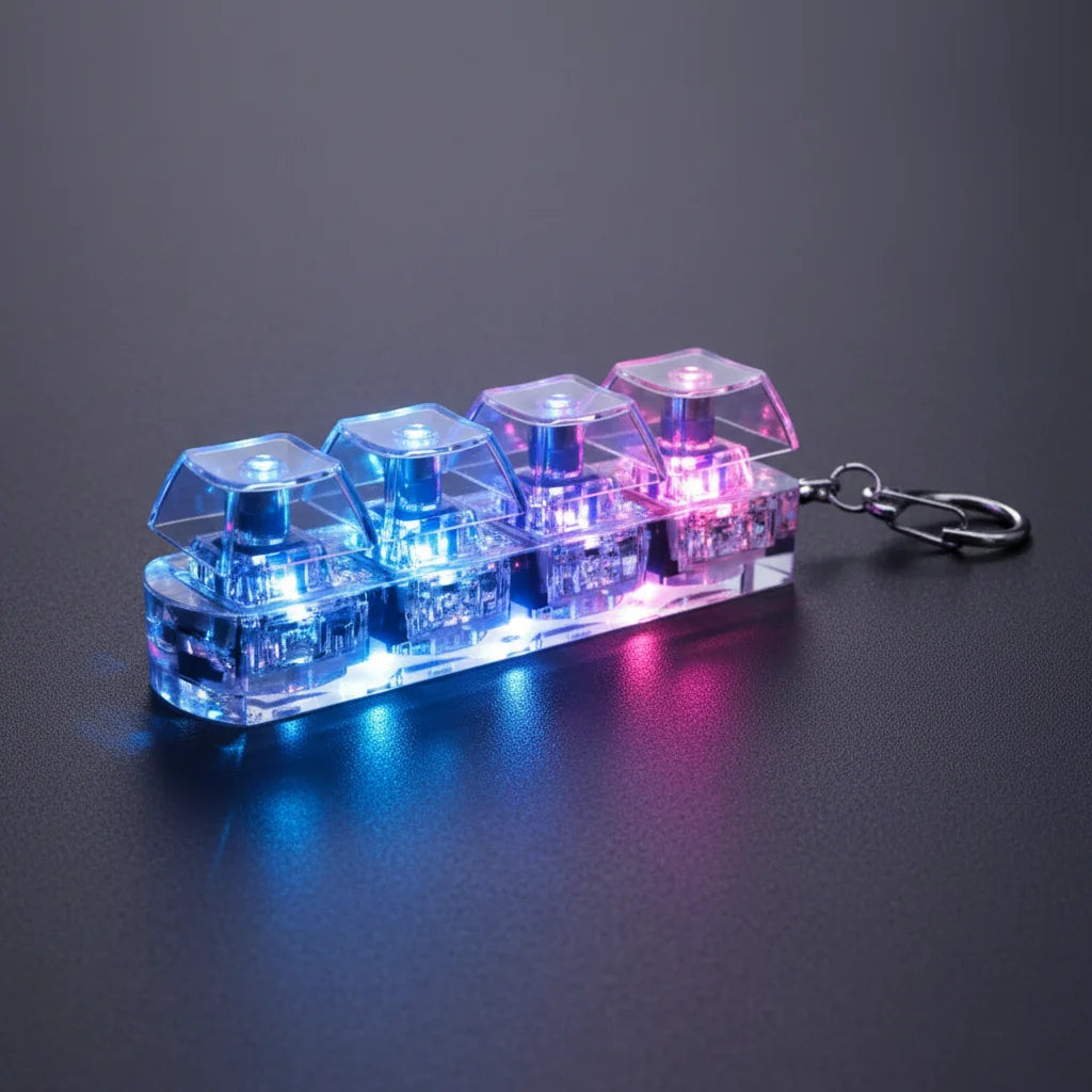  Clear mechanical keyboard switch module with blue springs on a light gray background